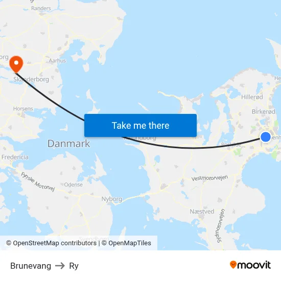 Brunevang to Ry map