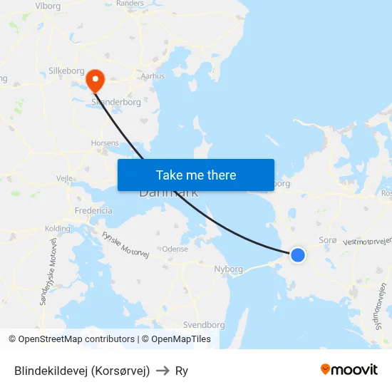 Blindekildevej (Korsørvej) to Ry map
