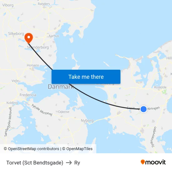 Torvet (Sct Bendtsgade) to Ry map