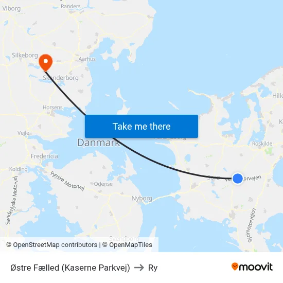 Østre Fælled (Kaserne Parkvej) to Ry map