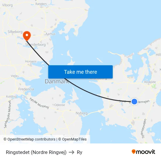 Ringstedet (Nordre Ringvej) to Ry map