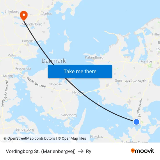 Vordingborg St. (Marienbergvej) to Ry map