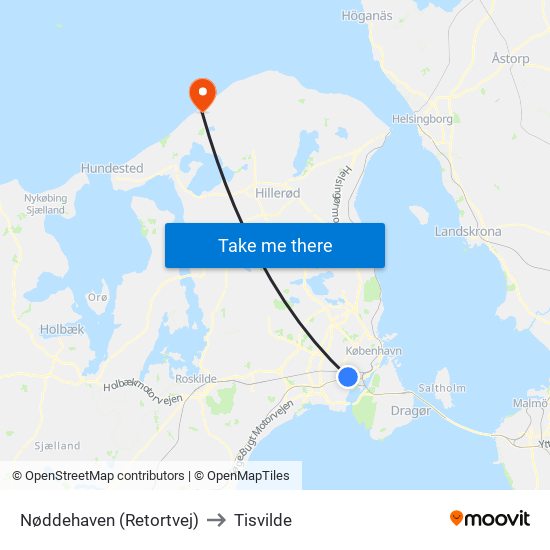 Nøddehaven (Retortvej) to Tisvilde map