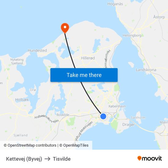 Kettevej (Byvej) to Tisvilde map