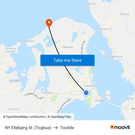 NY Ellebjerg St. (Togbus) to Tisvilde map