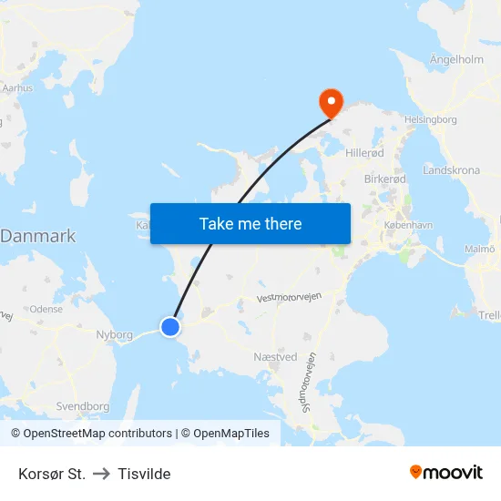Korsør St. to Tisvilde map