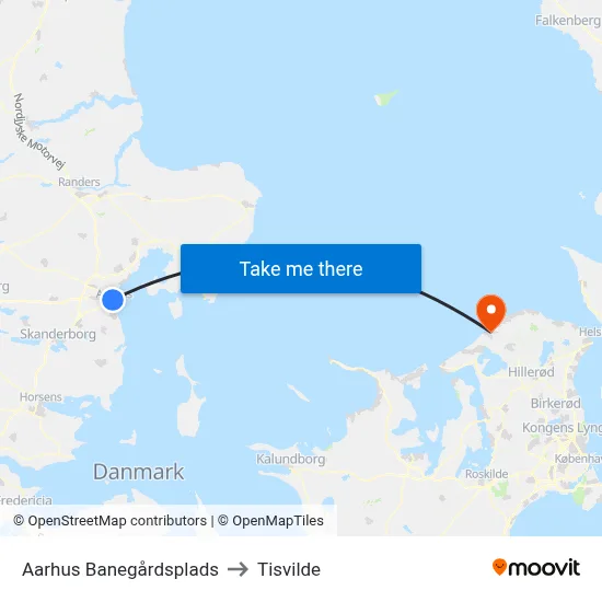 Aarhus Banegårdsplads to Tisvilde map