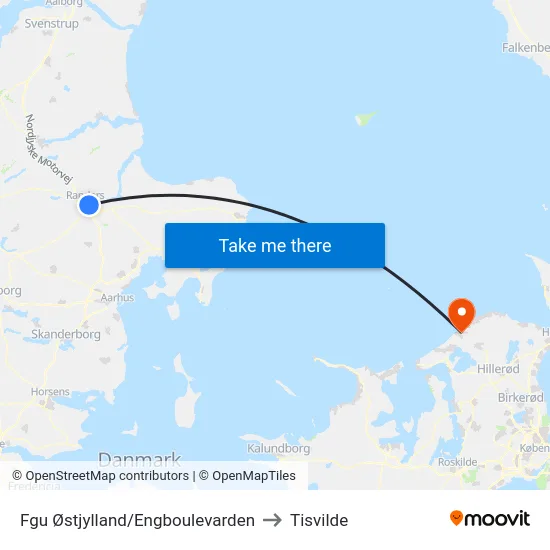 Fgu Østjylland/Engboulevarden to Tisvilde map