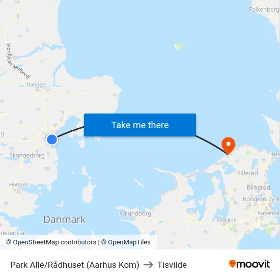 Park Allé/Rådhuset (Aarhus Kom) to Tisvilde map
