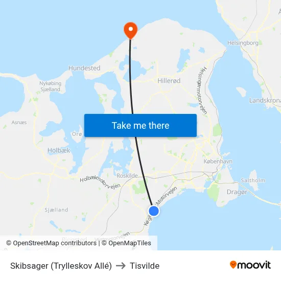 Skibsager (Trylleskov Allé) to Tisvilde map