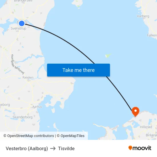Vesterbro (Aalborg) to Tisvilde map
