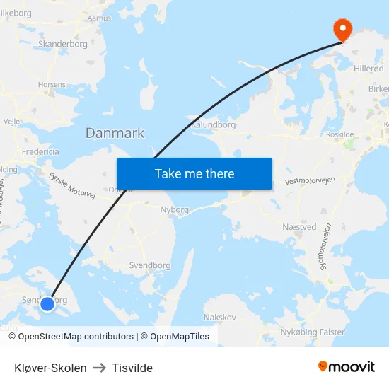 Kløver-Skolen to Tisvilde map