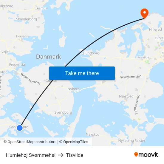 Humlehøj Svømmehal to Tisvilde map