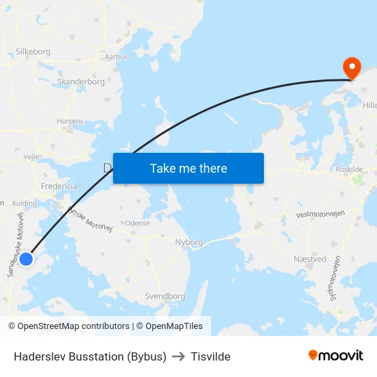 Haderslev Busstation (Bybus) to Tisvilde map