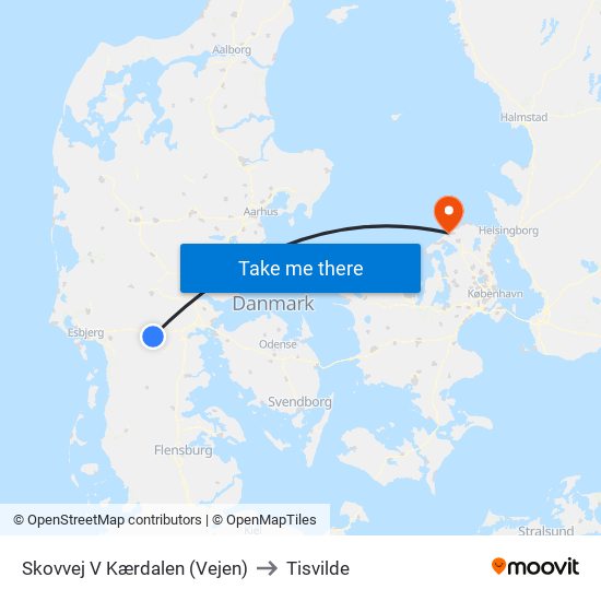 Skovvej V Kærdalen (Vejen) to Tisvilde map