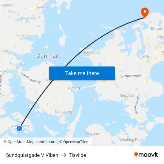 Sundquistgade V Viben to Tisvilde map