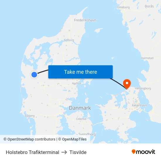 Holstebro Trafikterminal to Tisvilde map
