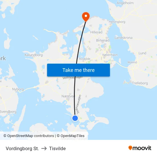 Vordingborg St. to Tisvilde map