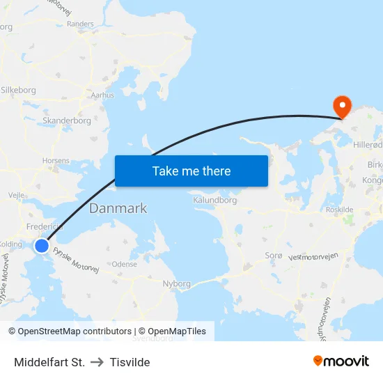 Middelfart St. to Tisvilde map