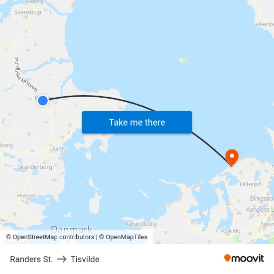 Randers St. to Tisvilde map