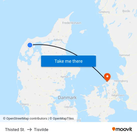 Thisted St. to Tisvilde map