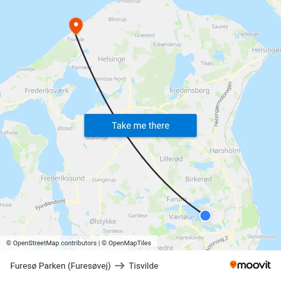 Furesø Parken (Furesøvej) to Tisvilde map