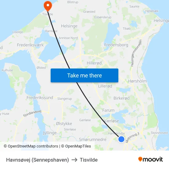 Havnsøvej (Sennepshaven) to Tisvilde map