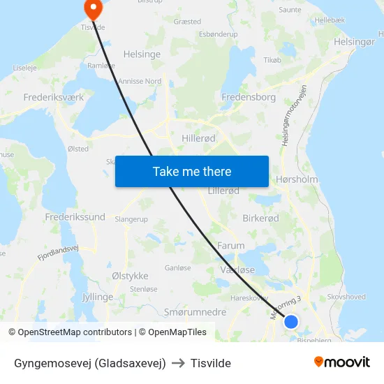 Gyngemosevej (Gladsaxevej) to Tisvilde map