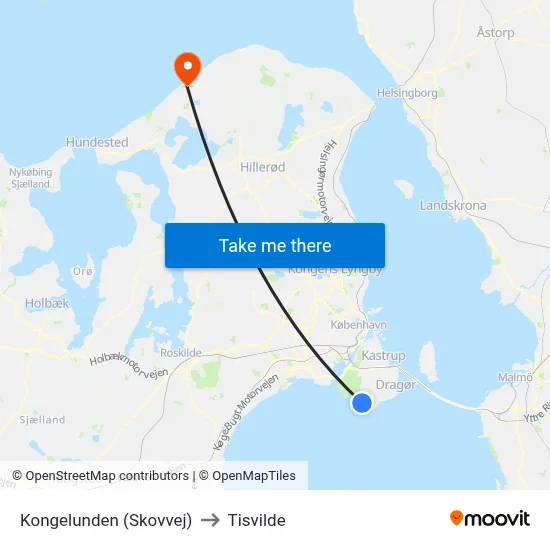 Kongelunden (Skovvej) to Tisvilde map