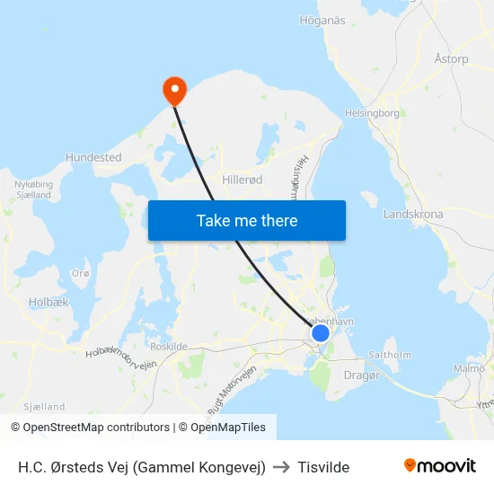 H.C. Ørsteds Vej (Gammel Kongevej) to Tisvilde map
