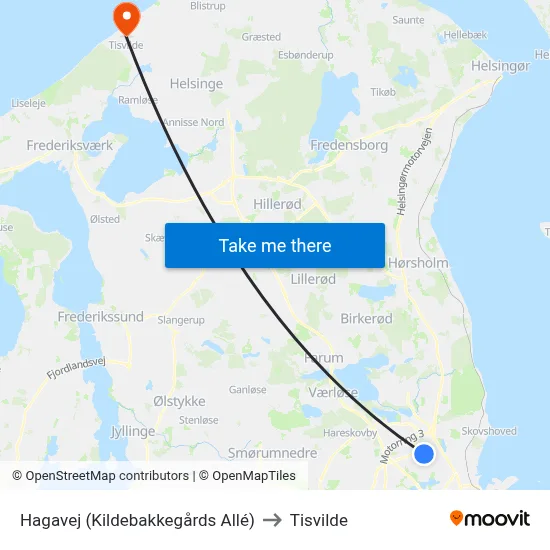 Hagavej (Kildebakkegårds Allé) to Tisvilde map