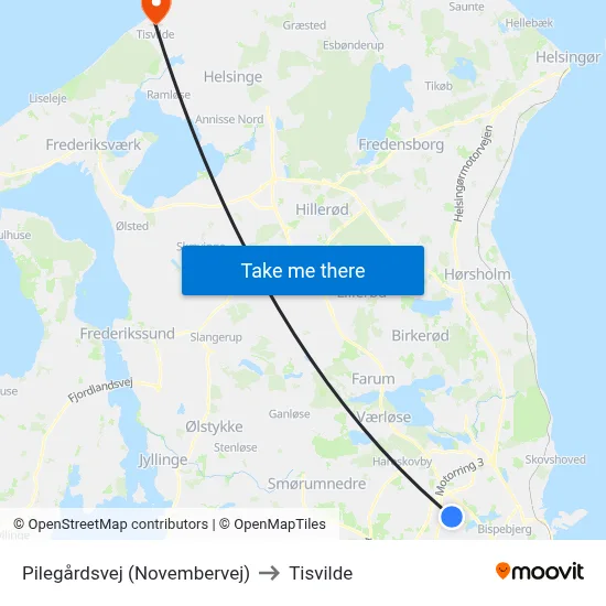 Pilegårdsvej (Novembervej) to Tisvilde map