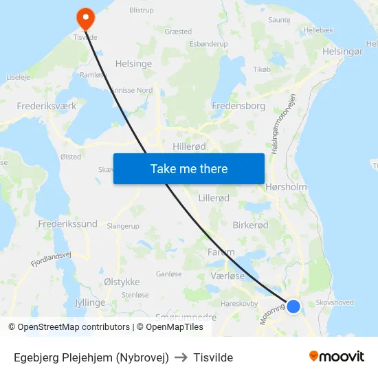 Egebjerg Plejehjem (Nybrovej) to Tisvilde map