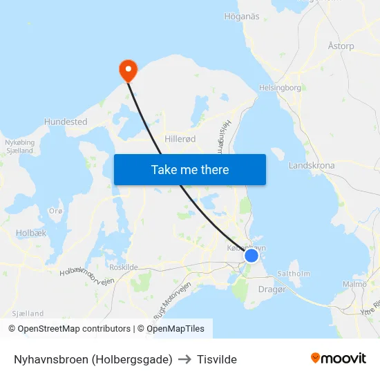 Nyhavnsbroen (Holbergsgade) to Tisvilde map