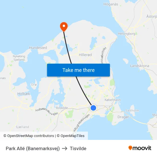 Park Allé (Banemarksvej) to Tisvilde map