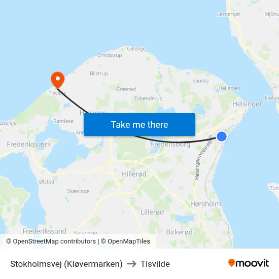 Stokholmsvej (Kløvermarken) to Tisvilde map