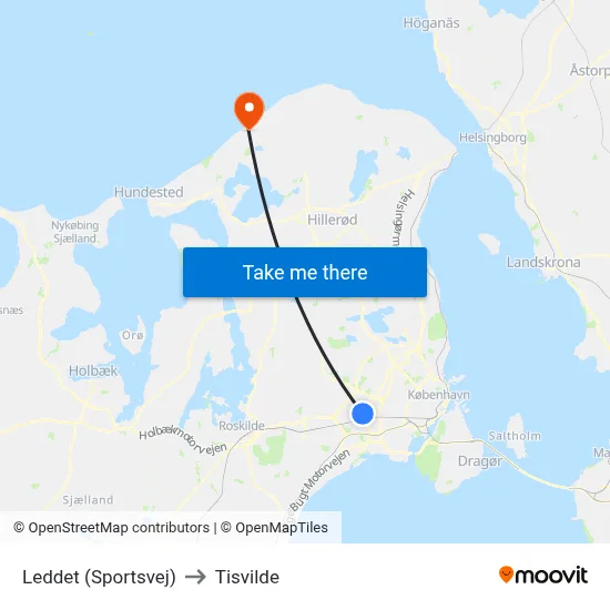 Leddet (Sportsvej) to Tisvilde map