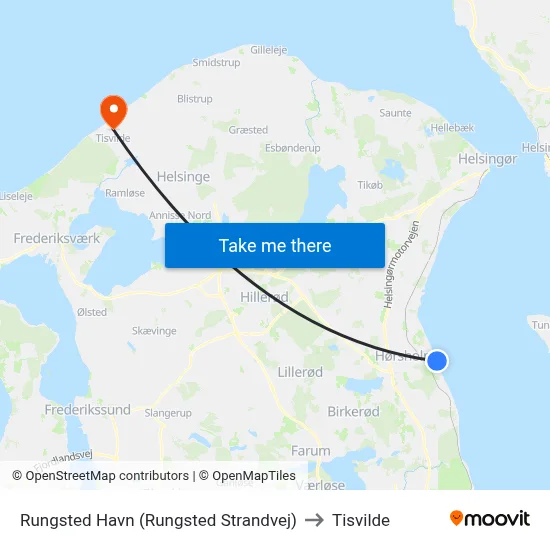 Rungsted Havn (Rungsted Strandvej) to Tisvilde map