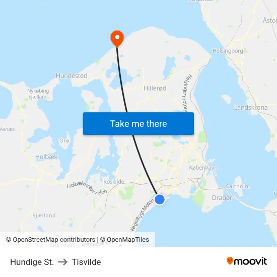 Hundige St. to Tisvilde map
