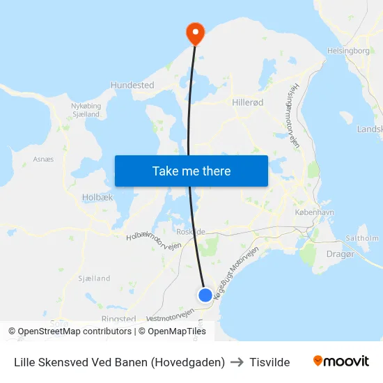 Lille Skensved Ved Banen (Hovedgaden) to Tisvilde map
