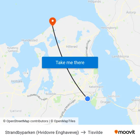 Strandbyparken (Hvidovre Enghavevej) to Tisvilde map