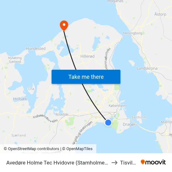 Avedøre Holme Tec Hvidovre (Stamholmen) to Tisvilde map