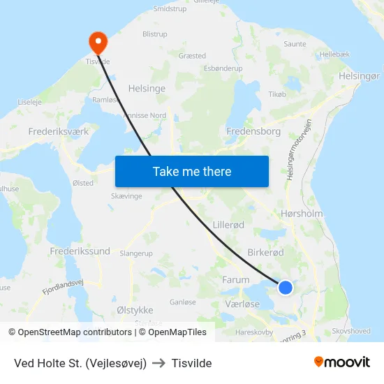Ved Holte St. (Vejlesøvej) to Tisvilde map