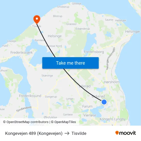 Kongevejen 489 (Kongevejen) to Tisvilde map