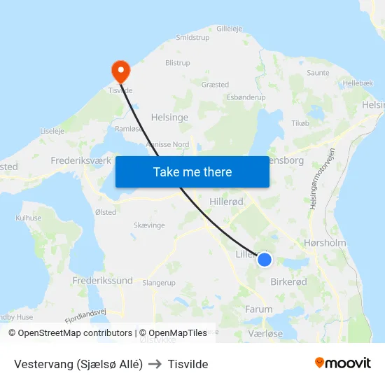 Vestervang (Sjælsø Allé) to Tisvilde map