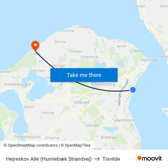 Hejreskov Allé (Humlebæk Strandvej) to Tisvilde map