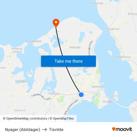 Nyager (Abildager) to Tisvilde map