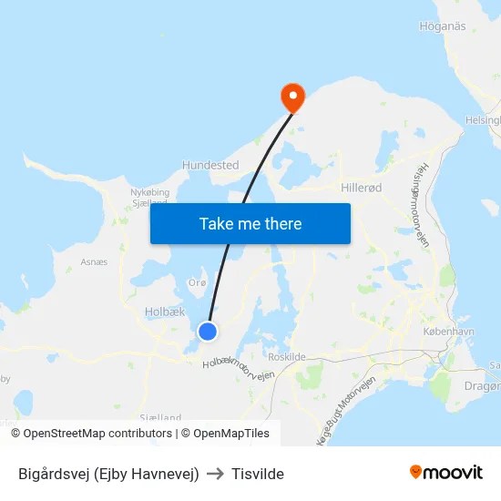 Bigårdsvej (Ejby Havnevej) to Tisvilde map
