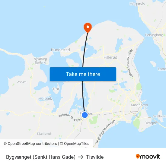 Bygvænget (Sankt Hans Gade) to Tisvilde map