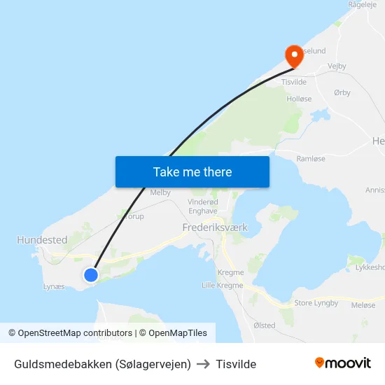 Guldsmedebakken (Sølagervejen) to Tisvilde map